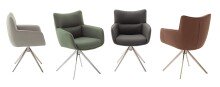 Armlehnstuhl >LIMONE 2< (2-er Set) in Olive, Leder - 61x88x63cm (BxHxT)