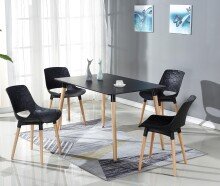 Esstisch >9/170-05< in Schwarz lackiert, MDF -...
