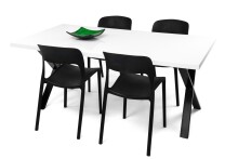 Esstisch >9186-11.05< in Weiß Hochglanz, MDF - 140x75x90cm (BxHxT)