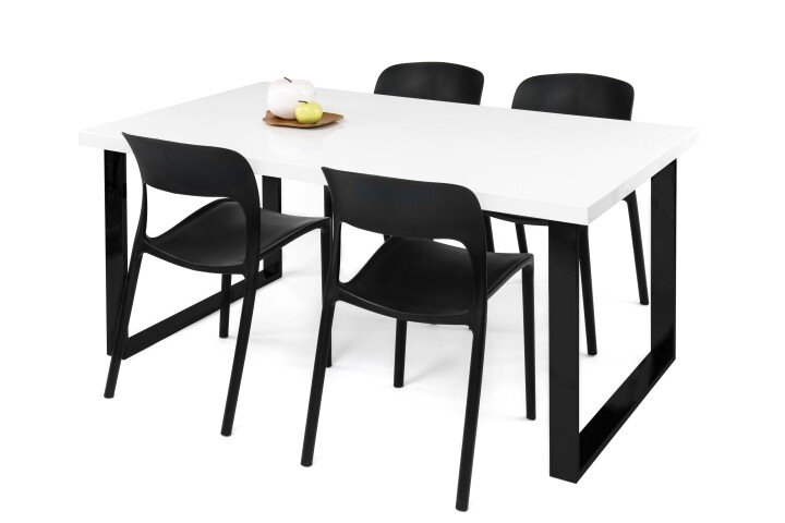 Esstisch >9193-11.05< in Weiß hochglanz, MDF - 160x75x90cm (BxHxT)