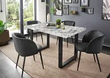 Esstisch >9210-19< in Marmor weiß, MDF -...