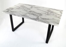 Esstisch >9210-19< in Marmor weiß, MDF - 140x75x90cm (BxHxT)