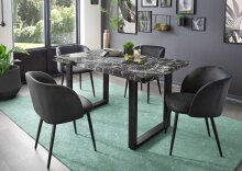 Esstisch >9210-23< in Marmor schwarz, MDF - 140x75x90cm (BxHxT)