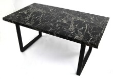 Esstisch >9220-23< in Marmor Schwarz, MDF - 160x75x90cm (BxHxT)