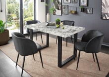 Esstisch >9230-19< in Marmor weiß, MDF -...