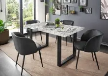 Esstisch >9230-19< in Marmor weiß, MDF -...