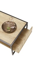 Couchtisch >Marlon< in Eiche und schwarz, Eiche und Metall - 110x40x60cm (BxHxT)