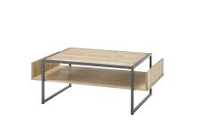 Couchtisch >Marlon< in Eiche und schwarz, Eiche und Metall - 110x40x60cm (BxHxT)