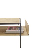 Couchtisch >Marlon< in Eiche und schwarz, Eiche und Metall - 110x40x60cm (BxHxT)
