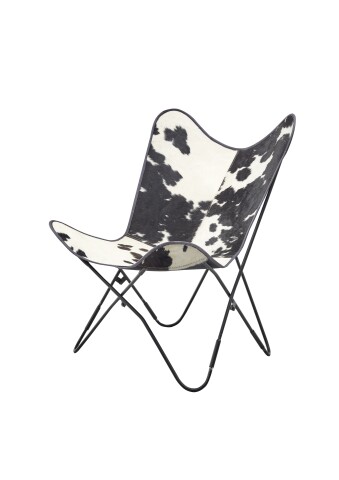 Loungesessel >Ella< in schwarz weiß, Kuhleder - 75x90x75cm (BxHxT)