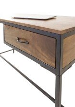 Schreibtisch >Hapur< in Akazie und schwarz , Akazie - 140x79x60cm (BxHxT)