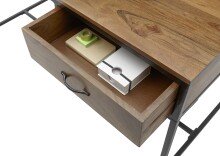 Schreibtisch >Hapur< in Akazie und schwarz , Akazie - 140x79x60cm (BxHxT)