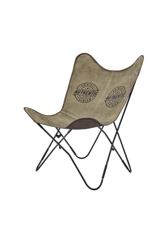 Loungesessel >Milla< in schwarz, Canvasstoff, Metall - 75x90x75cm (BxHxT)