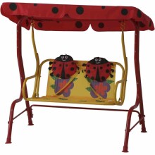 Hollywoodschaukel >Marie< in rot, gelb - 75x118x115...