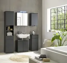 Badezimmer-Set "Spice" schwarz matt (5tlg.) mit...
