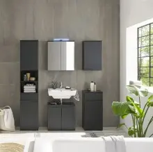 Badezimmer-Set "Spice" schwarz matt (5tlg.) mit...
