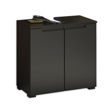Badezimmer-Set "Spice" schwarz matt (5tlg.) mit Hochschrank, Waschbeckenunterschrank, Spiegelschrank, Kommode und Hängeschrank - 170 x 191 x 32 cm (B/H/T)
