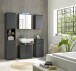 Badezimmer-Set "Spice" schwarz matt (5tlg.) mit Hochschrank, Waschbeckenunterschrank, Spiegelschrank, Kommode und Hängeschrank - 170 x 191 x 32 cm (B/H/T)