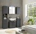 Badezimmer-Set "Spice" schwarz matt (5tlg.) mit Hochschrank, Waschbeckenunterschrank, Spiegelschrank, Kommode und Hängeschrank - 170 x 191 x 32 cm (B/H/T)