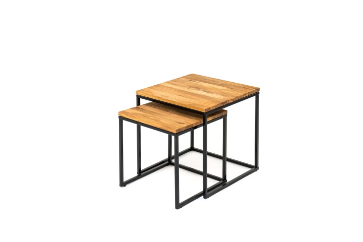 Couchtisch >2047< in Eiche, Gestell Metall - 45x47x45cm (BxHxT)