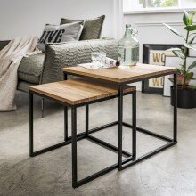 Couchtisch >2047< in Eiche, Gestell Metall - 45x47x45cm (BxHxT)