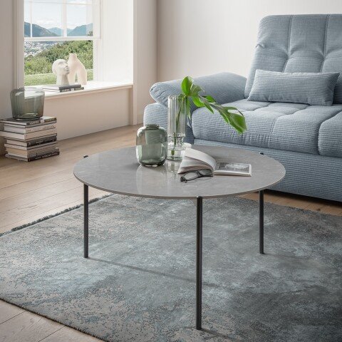 Couchtisch >2164-20< in Grau, Gestell Metall - 46x82cm (HxD)