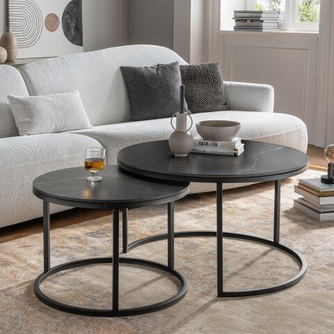 Couchtisch >2165-05< in matt schwarz, Keramik - 46x80cm (HxD)