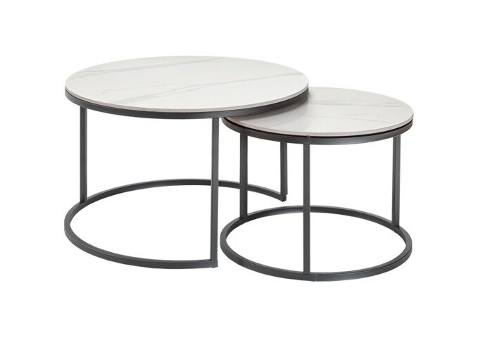 Couchtisch >2165-19< in weiß marmoroptik matt, Keramik - 46x80cm (HxD)