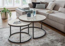 Couchtisch >2165-19< in weiß marmoroptik matt, Keramik - 46x80cm (HxD)