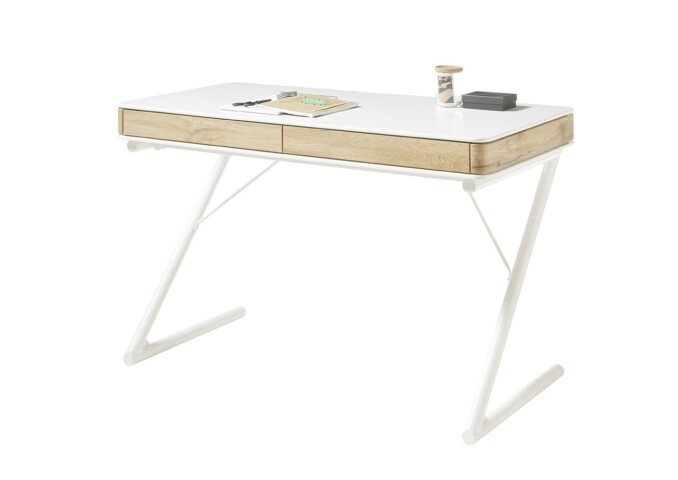 Schreibtisch >BUKAREST< in weiß, MDF - 120x75x60cm (BxHxT)