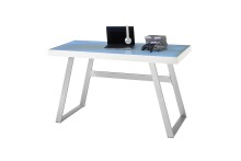 Schreibtisch >TIFLIS< in weiß, Glas/ Metall - 140x75x60cm (BxHxT)