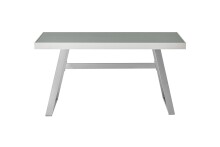 Schreibtisch >TIFLIS< in weiß, Glas/ Metall - 140x75x60cm (BxHxT)