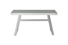 Schreibtisch >TIFLIS< in weiß, Glas/ Metall - 140x75x60cm (BxHxT)