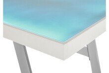 Schreibtisch >TIFLIS< in weiß, Glas/ Metall - 140x75x60cm (BxHxT)