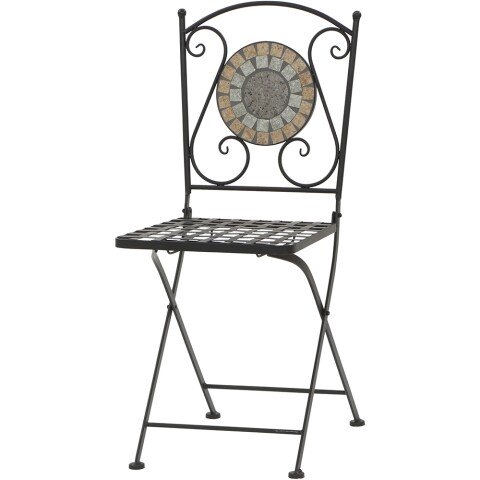 Gartenstuhl >Prato< in matt schwarz, mehrfarbig - 49,5x88,5x39 (BxHxT)