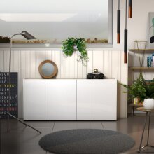 Sideboard >Tango< in weiss hochglanz - 203x92x40cm (BxHxT)