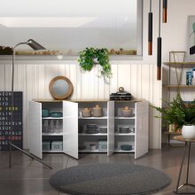 Sideboard >Tango< in weiss hochglanz - 203x92x40cm (BxHxT)