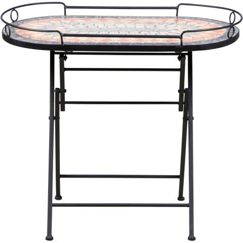 Gartentisch >Prato< in matt schwarz, mehrfarbig - 41x60x67,5 (BxHxT)