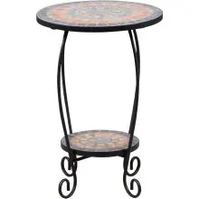 Blumentisch >Prato< in matt schwarz, mehrfarbig -...
