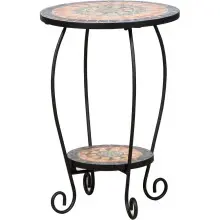 Blumentisch >Prato< in matt schwarz, mehrfarbig -...