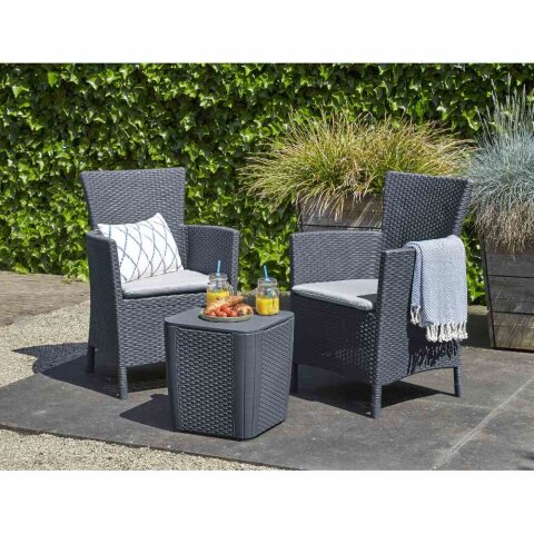 Gartenlounge-Set >Iowa< (3-teilig) in graphit, grau - 70x65x80 (BxHxT)
