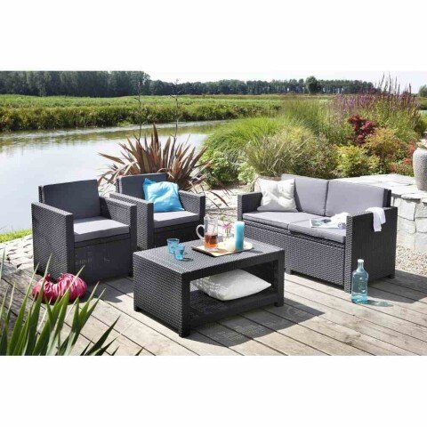 Gartenlounge-Set >Monaco< (4-teilig) in graphit, grau - 39x53x115 (BxHxT)
