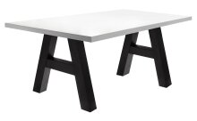Esstisch >Big System< in schwarzstahl / weiß matt lack - 180x75x90cm (BxHxT)