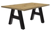 Esstisch >Big System< in schwarzstahl / asteiche - 200x75x100cm (BxHxT)