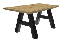 Esstisch >Big System< in schwarzstahl / asteiche - 140x75x90cm (BxHxT)