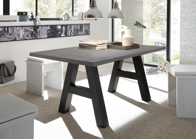 Esstisch >Big System< in schwarzstahl / graphit - 140x75x90cm (BxHxT)