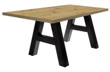 Esstisch >Big System< in schwarzstahl / asteiche - 160x75x90cm (BxHxT)