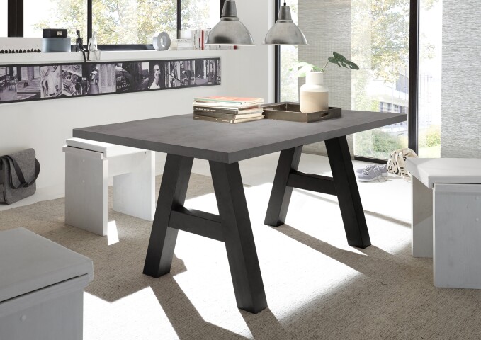 Esstisch >Big System< in schwarzstahl / graphit - 180x75x90cm (BxHxT)