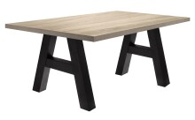 Esstisch >Big System< in schwarzstahl / eiche sägerau - 180x75x90cm (BxHxT)