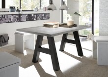 Esstisch >Big System< in schwarzstahl / beton -...